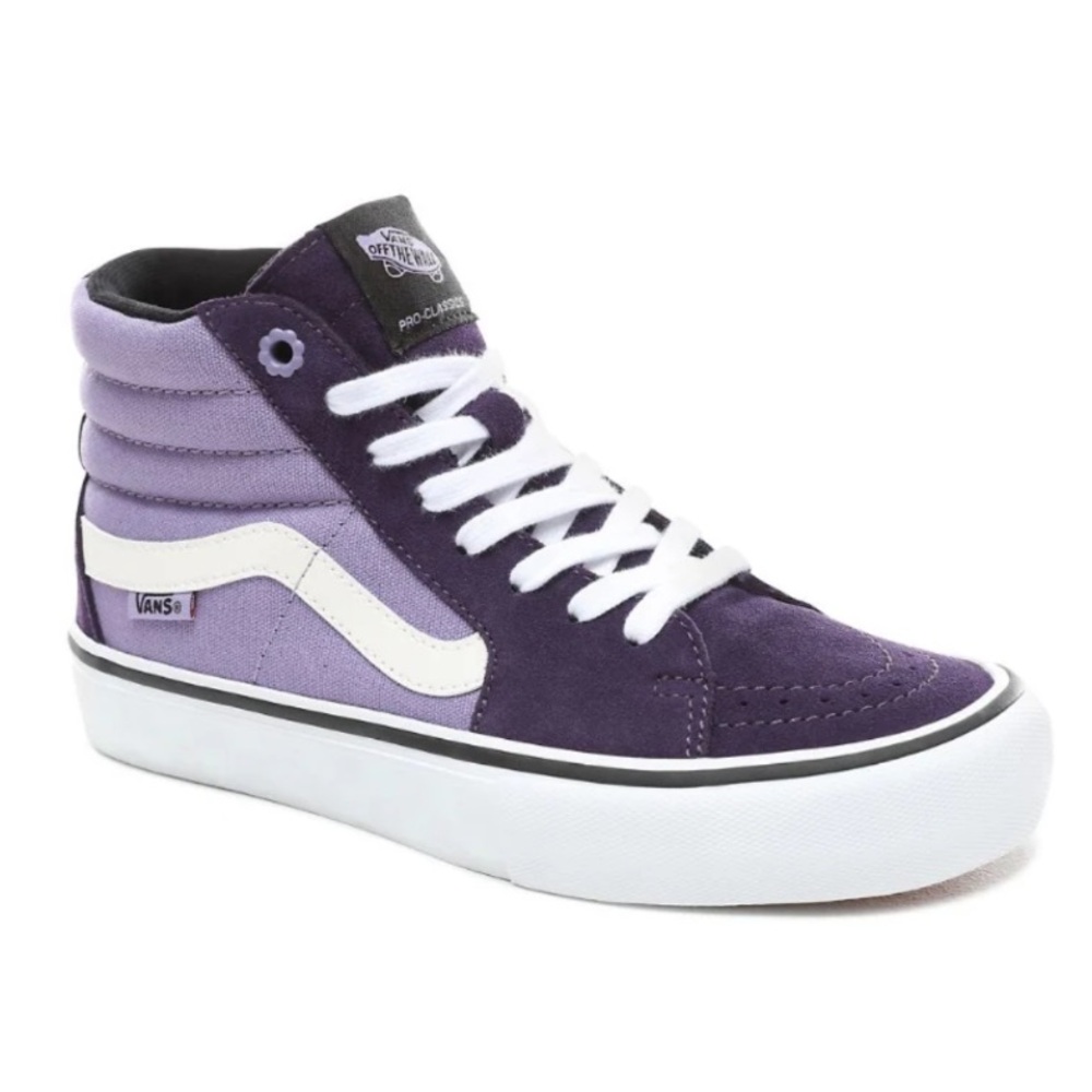 Vans Purple and White High-Top Sneakers